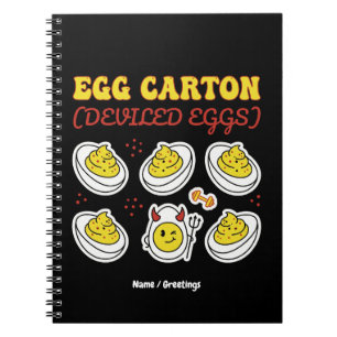 Retro Deviled Egg Six Pack Fitness Pun Vintage Egg Notebook