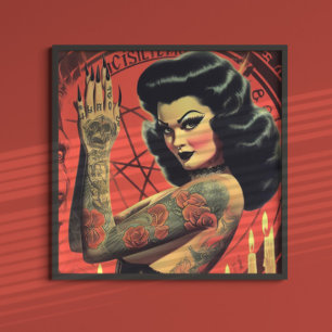 Retro Devilish Girl Poster