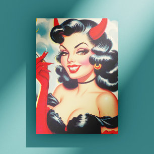 Retro Devilish Pin-up Postcard