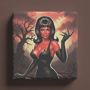 Retro Devilish Pin-up Stone Coaster
