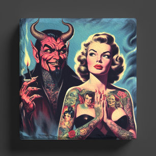 Retro Devilish Tattooed Pin-up Stone Coaster