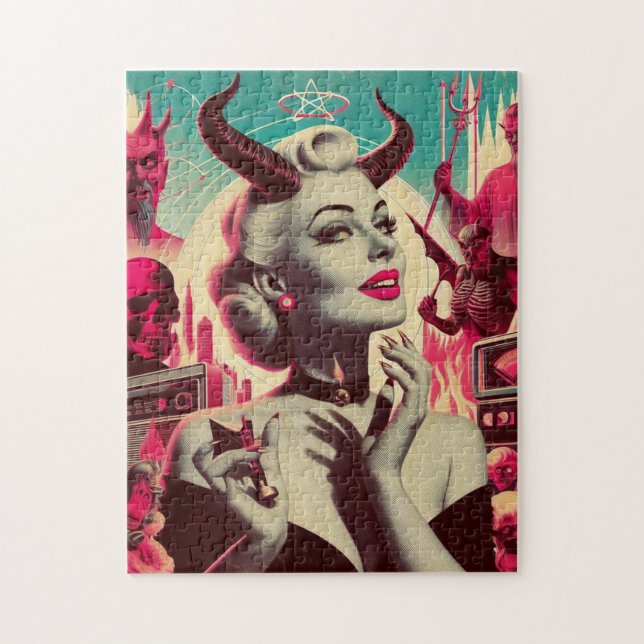 Retro Devilish Woman Collage Jigsaw Puzzle (Vertical)