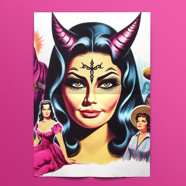 Retro Devilish Woman Tissue Paper (Creator Uploaded)