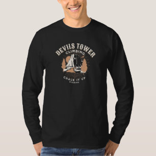 Retro Devils Tower Wyoming Mountain Rock Climbing T-Shirt