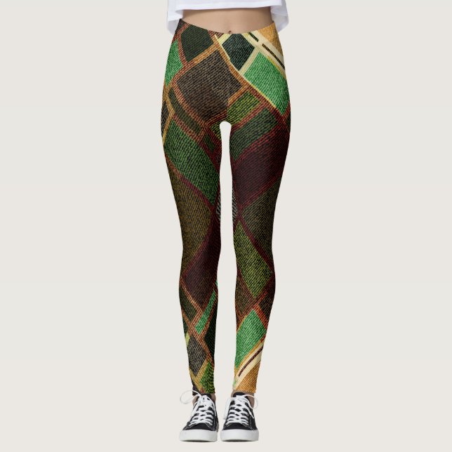 Retro Diagonal: Abstract Seamless Pattern. Leggings (Front)