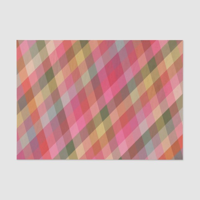Retro Diagonal Christmas Plaid Cute Preppy Holiday Tissue Paper (Front)