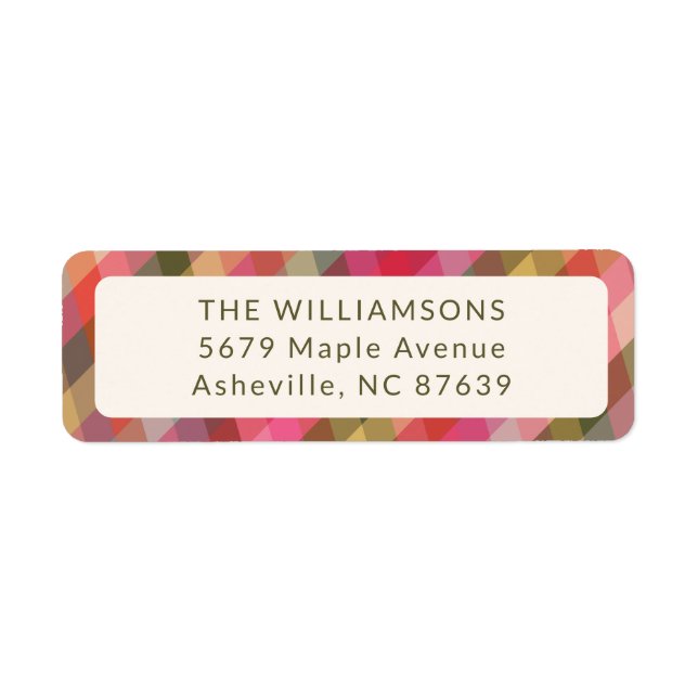 Retro Diagonal Christmas Plaid Cute Return Address (Front)