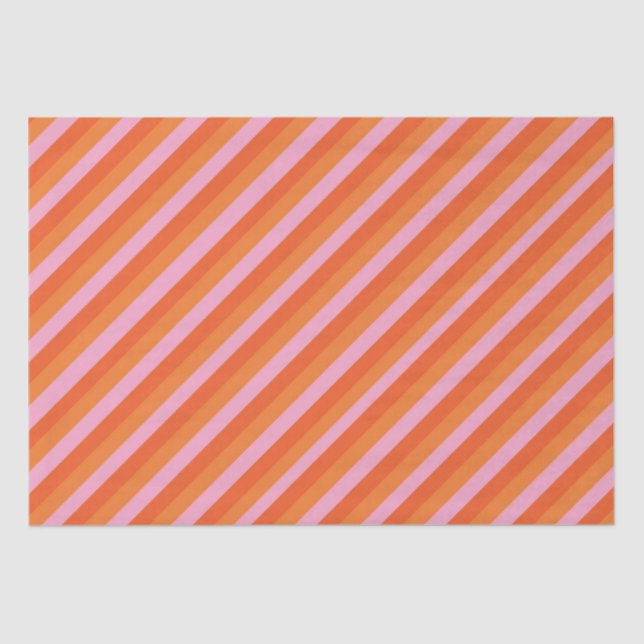 Retro Diagonal Orange and Pink Tissue Paper (Front)