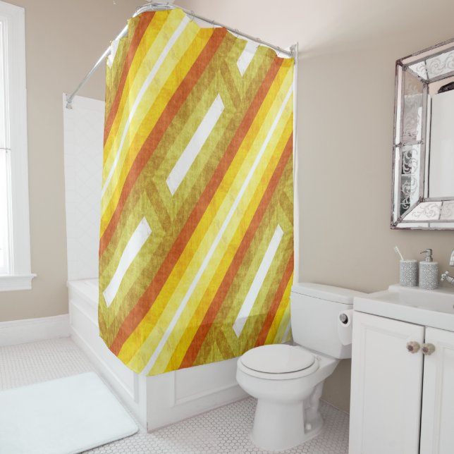 Retro Diagonal Stripes in Yellow and Orange (In Situ)