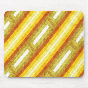 Retro Diagonal Stripes in Yellow and Orange Mouse Pad