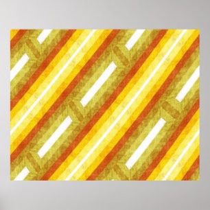 Retro Diagonal Stripes in Yellow and Orange Poster