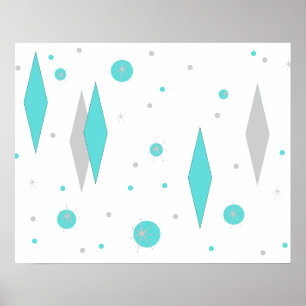 Rétro diamant de turquoise et affiche de Starburst
