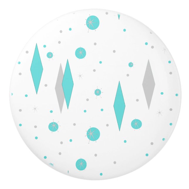 Rétro diamant de turquoise et bouton en céramique (Devant)
