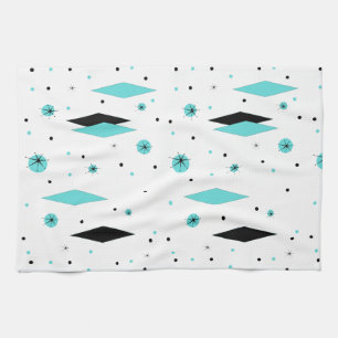 Rétro diamant de turquoise et serviette de cuisine