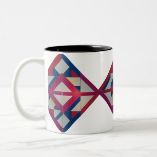 Retro Diamond Geometry – Bold Colourful Two-Tone Coffee Mug