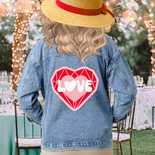 Retro Diamond Heart Love Valentine's Day Denim Jacket