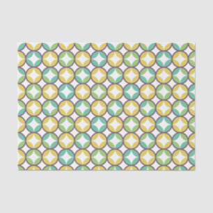 Retro Diamond in Circle Pattern Blue Green Gold Tissue Paper