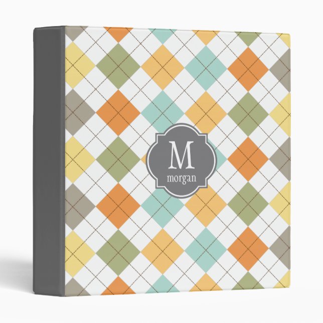 Retro Diamond Pattern Monogram Binder (Front/Spine)
