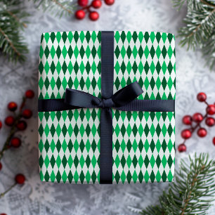 Retro Diamond Preppy Emerald Green Christmas Wrapping Paper