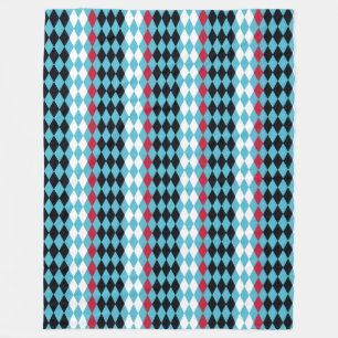 Retro Diamond red,white, black Mid Century Modern Fleece Blanket