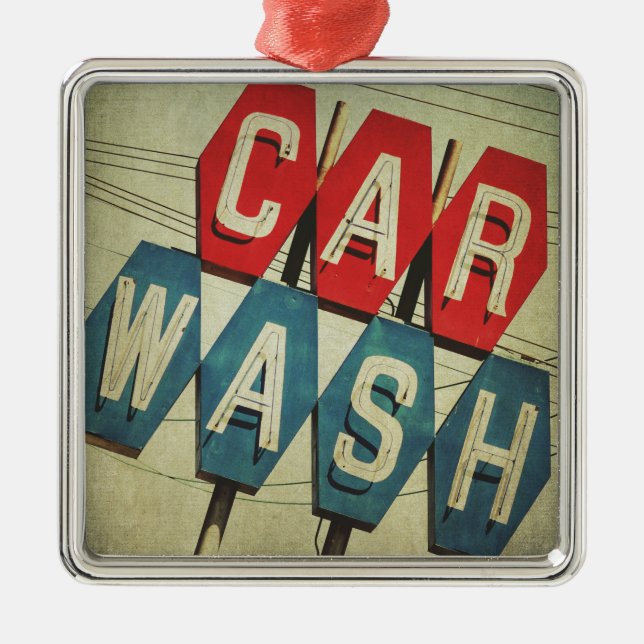 Retro Diamond Shaped Car Wash Sign Metal Ornament (Front)