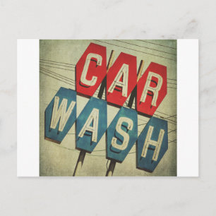 Retro Diamond Shaped Car Wash Sign Postcard