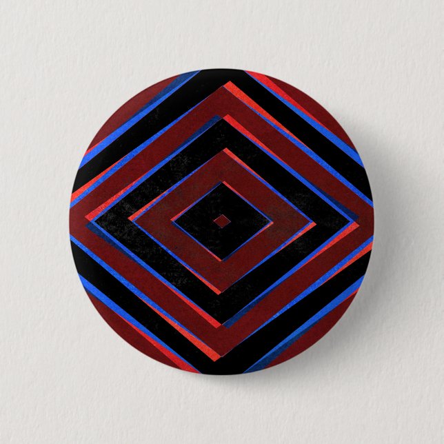 Retro diamond shapes pattern 2 inch round button (Front)