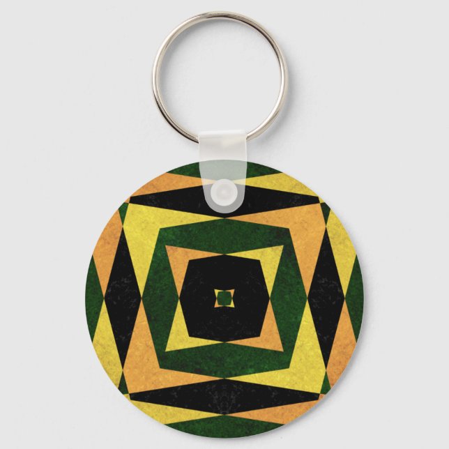 Retro diamond shapes pattern keychain (Front)