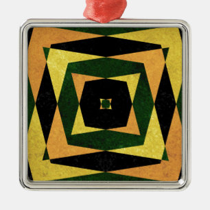 Retro diamond shapes pattern metal ornament