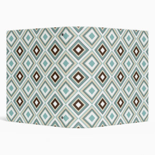 Retro Diamonds Brown Turquoise Binder