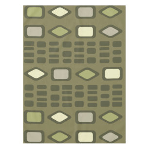 Retro Diamonds Rectangles Olive Green Tablecloth