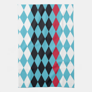 Retro Diamonds red, white, black Kitchen Towel