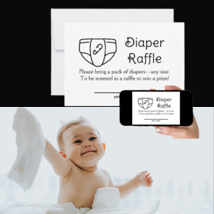 Retro Diaper Raffle Baby Shower Enclosure Card