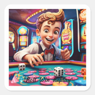 "Retro Dice Roll" Square Sticker