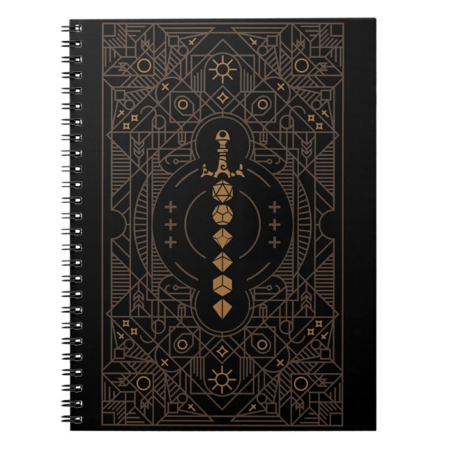 Retro Dice Sword Minimalist Tabletop RPG Notebook (Front)