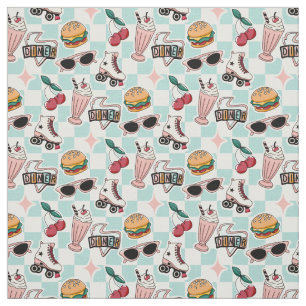 Retro Diner 1950s Pattern Fabric