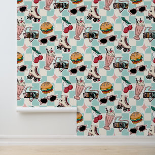 Retro Diner 1950s Pattern Wallpaper