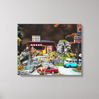 Retro Diner, 50's roadside miniature diner diorama Canvas Print