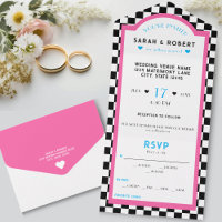 Retro Diner Chequerboard Pink & Blue Wedding
