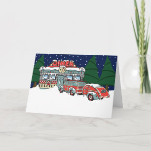Retro Diner Christmas Holiday Card