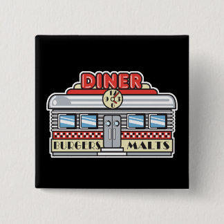 retro diner design 2 inch square button