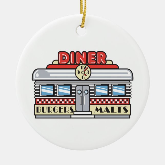 retro diner design ceramic ornament (Front)