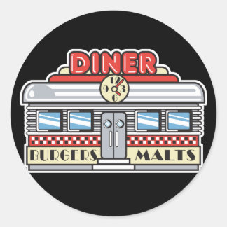 retro diner design classic round sticker