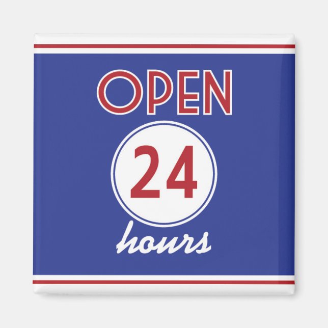Retro Diner Design Magnet Open 24 Heures (Devant)