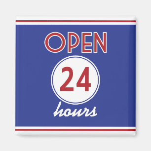 Retro Diner Design Magnet Open 24 Hours