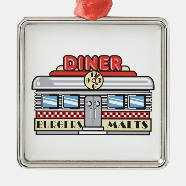 retro diner design metal ornament (Front)