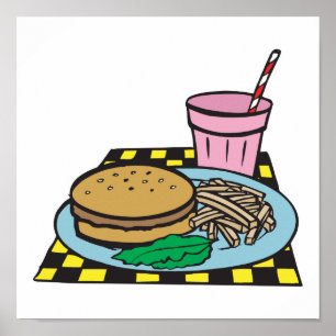 retro diner fast food meal poster