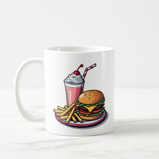 Retro Diner Food Graphic Coffee Mug (Left)
