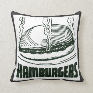 Retro Diner Hamburgers Throw Pillow