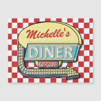 Retro Diner Sign 50s Red Chequered Personalized